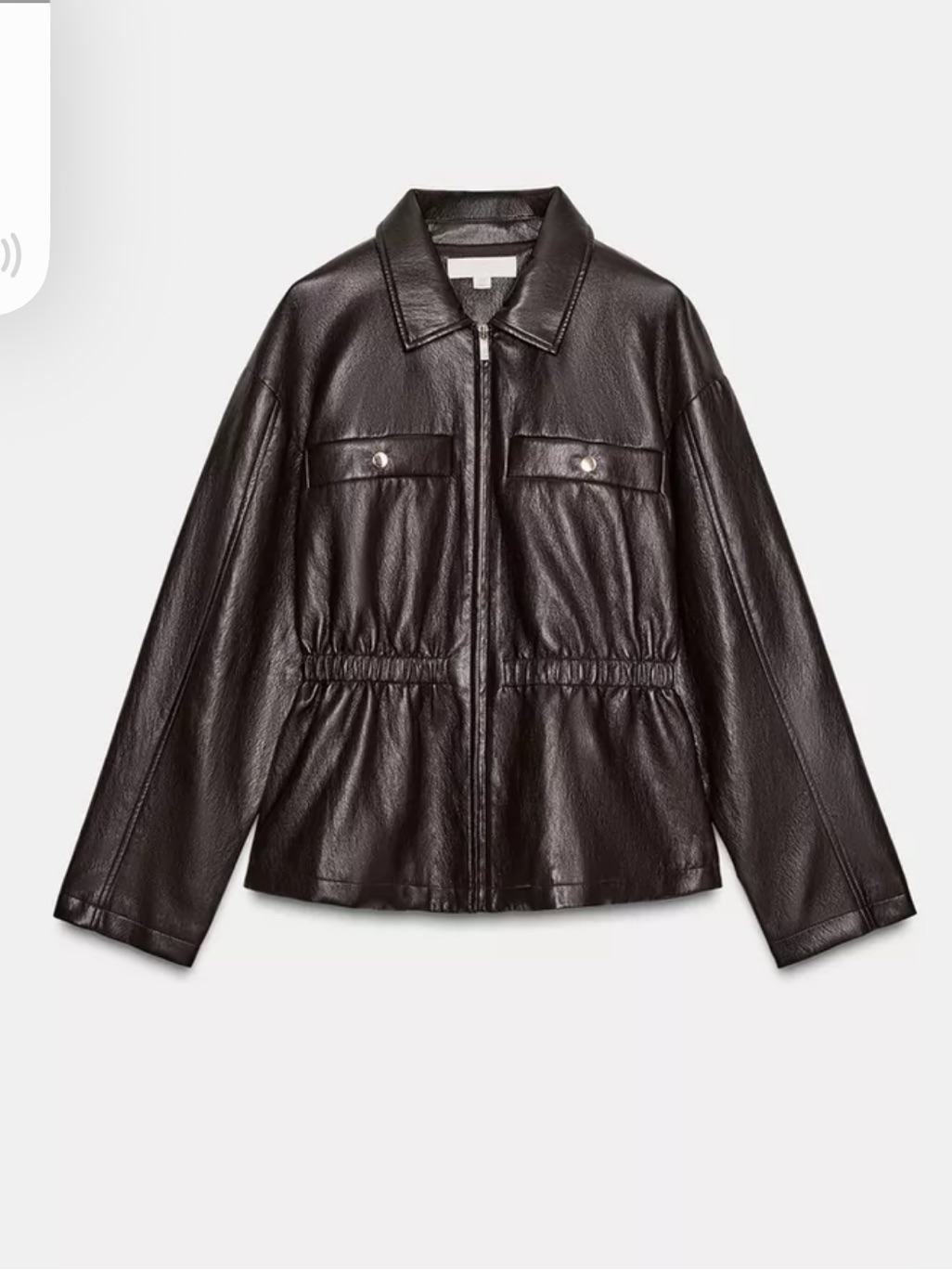 Zara Dark Brown Faux Leather Waist-Detail Jacket Blazers